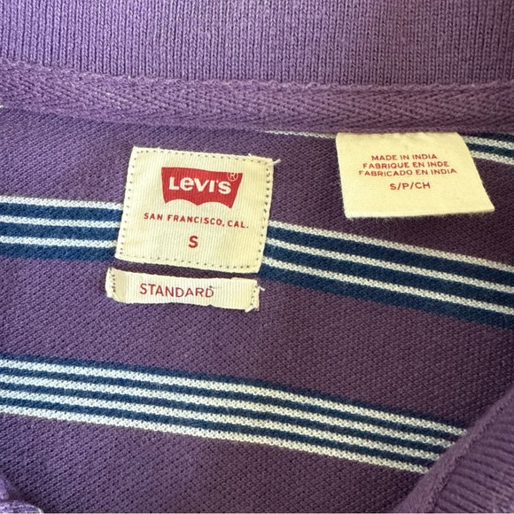 Levi's Men's Short Sleeve 100% Cotton Polo Purple Stripe Size S - Picture 5 of 8